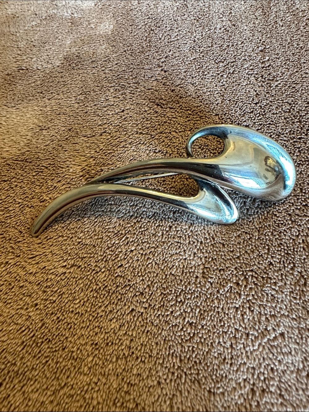 Vintage Abstract Silver Tone Brooch Modern Look